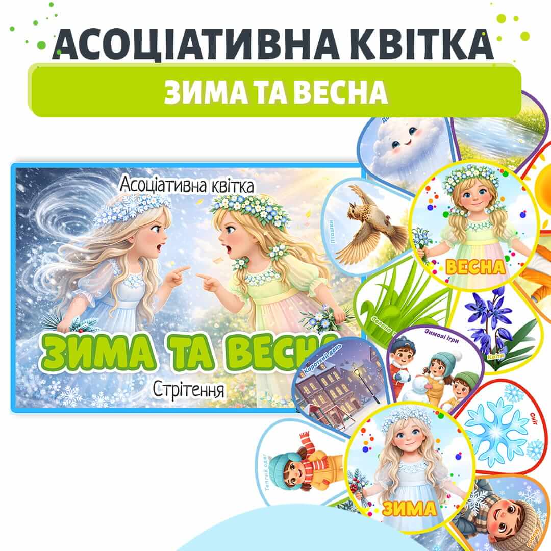 Асоціативна квітка Зима та весна до Стрітення для дошкільнят 🌸❄️