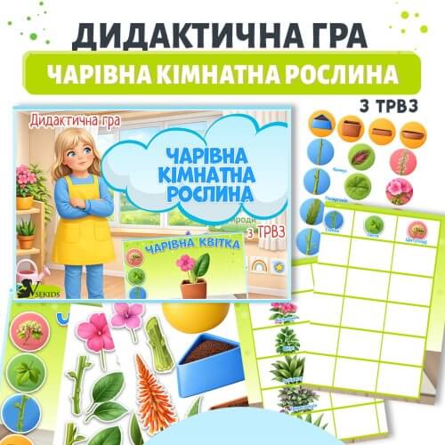 Дидактична гра Чарівна кімнатна рослина – кімнатні рослини для дошкільнят, ТРВЗ