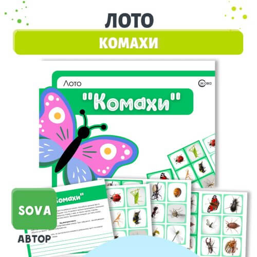 Лото Комахи для дітей | Дидактична гра дошкільнят