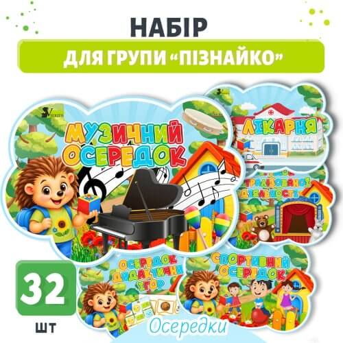 Таблички для оформлення осередків ЗДО у стилі Пізнайко для дитячого садка